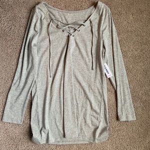Lace-Up 3/4 Sleeve Top
